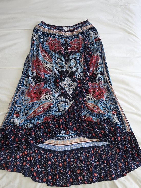 Patrons of Peace Dresses & Skirts - Patrons of Peace Navy Paisley High-Low Maxi Skirt with Red & Light Blue